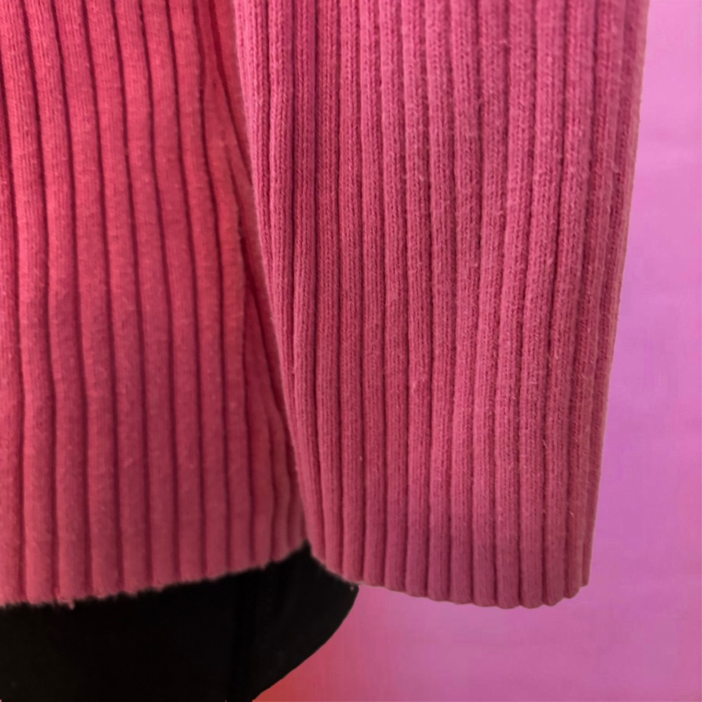 Y2K 2000s Eagle’s Eye Pink Coquette V-Neck Ribbed Sweater Knit Top - Medium - Picture 7 of 16